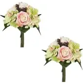 Creativ Green Kunstblume Rosen-Hortensienbouquet, champagner, Höhe 31 cm, 2 Stück
