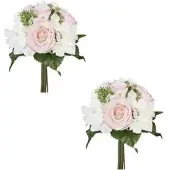 Creativ Green Kunstblume Rosen-Hortensienbouquet, rosa, Höhe 31 cm, 2 Stück