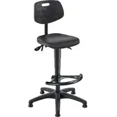 MeyChair Arbeitsstuhl PW1-H-PU-FS7, schwarz, Bodengleiter & Fußablage, PU-Schaum, bis 120 kg
