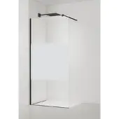 Siko SAT Walk-In Duschtrennwand Duschabtrennung Duschwand 140 cm mit Milchglas-Steifen 8mm Sicherheitsglas