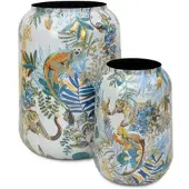 Fleur Ami Bunte Vase oder Übertopf Cobalt Jungle 2er-Set