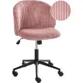Beliani Bürostuhl Rosa Cord Drehbar Höhenverstellbar Modernes Design Retro Stil Schreibtischstuhl Computerstuhl für Homeoffice Büro Arbeitsplatz