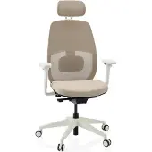 Hjh OFFICE Profi Bürostuhl Skandis Pro Ergonomischer Schreibtischstuhl mit Armlehnen (höhenverstellbar) Stoff / Netzstoff Beige Drehstuhl für Büro, Zuhause