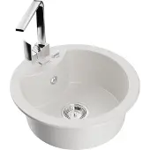 Mexen Diego 1-Becken-Granit-Spüle mit Mischbatterie Rita, Weiß - 6512-20-670300-00