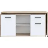 Forte Schreibtisch "Aliklia", weiß (sonoma eiche, weiß, sonoma eiche), B:144cm H:74,1cm T:50cm, Tische, Schreibtisch, multifunktional, Tischplatte ausschwenkbar, mit Rollen, Sideboard