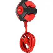 Rev Ritter REV-Ritter Steckdosenwürfel Powerglobe, mit Schalter, rot, 4x Schutzkontakt, mit 1,4 m Kabel