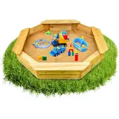 Sally 6-eckiger Sandkasten Sally Holz inkl. Bodenplane 135x135x20 cm