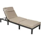 Mendler Poly-Rattan Sonnenliege HWC-A51, Relaxliege Gartenliege Liege Premium anthrazit, Kissen creme