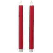 MARELIDA LED Stabkerzen Tafelkerzen bewegliche Flamme H: 24cm 2er Set rot