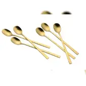 Esmeyer 6er Pack Langstiel-Löffel MELINA, Edelstahl, mit PVD-Beschichtung, Farbe: Gold. Edelstahl 18/10, poliert, Materialstärke: 2.0 mm