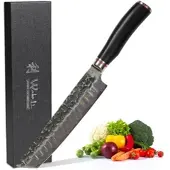 Wakoli EBO Damast Fleischmesser Tanto 20 cm Klinge schwarzer Eichenholzgriff