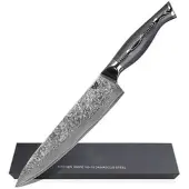 WOLFCUT - Damaskus Chefmesser 20 cm Klinge 67-lagiger Damaszenerstahl mit Geschenkbox