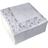 Ornamensa 50 Servietten Weihnachten Airlaid 40cm x 40cm weiß mit Schneeflocken-Motiv