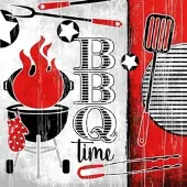 Mank Serviette Serviette BBQ-Time, 33 x 33cm, 50 Stück - stoffähnlich