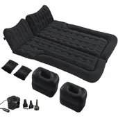 Lescars Aufblasbares XXL-Autobett 180 x 135 cm, mit 12-Volt-Luftpumpe & Tasche