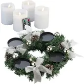 Britesta Adventskranz mit silberfarbenem Schmuck, inkl. LED-Kerzen in weiß