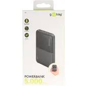 Goobay Powerbank Compact 5.000mAh, ultrakompakt und leicht, Anti-Rutsch Oberfläche, inkl. Ladekabel