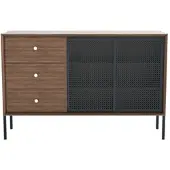 Harto - Gabin Sideboard hoch mit Schubladen, Walnuss natur / schiefergrau
