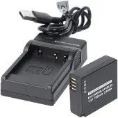 AccuCell Akku und Ladegerät Powerset kompatibel für Panasonic DMW-BLG10, DMW-BLE9, DMW-BLH7E