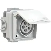 Pce 885-4v CEE-Unterputzsteckdose inkl. UP-Dose Design 16A 5p 4h IP44 (weiß) 8854v