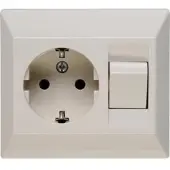 Kopp 190301006 STANDARD- Schutzkontakt-Steckdosen/Aus-Wechselschalter Kombination, Farbe: cremeweiß