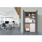 Respekta Küche Büroküche Miniküche Singleküche Eiche Grau Peter 104 cm, mit Edelstahl-Kochmulde und Mikrowelle