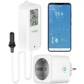 Luminea Home Control WLAN-Temperatur-/Luftfeuchtigkeitsmesser mit WLAN-Steckdose, App