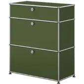 USM United Soft USM Haller Highboard mit zwei Klapptüren, zwei Zwischentablaren Olivegrün