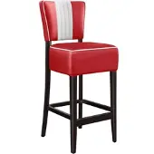 GGM Möbel 2er-Set Diner Barhocker | Leder | Rot | American Barhocker, American Diner Barhocker