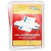 L24 selbstklebende Laminierfolien A5, 2 x 80 Mic, glänzend