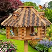 Voss.garden Riesengroßes Vogelhaus Herbstlaub aus Holz (ohne Ständer)