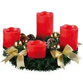 Britesta Adventskranz mit roten LED-Kerzen, goldfarben geschmückt