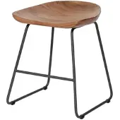 Feeling4Home Sitzhocker Ergacian 2er-Set Akazienholz, klassisch, Natur, mit stabilem Metallgestell