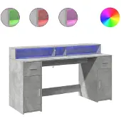 vidaXL LED-Schreibtisch Betongrau 160x55x91 cm Holzwerkstoff