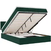 vidaXL Ottoman-Bett mit Matratze & LEDs Dunkelgrün 140x200 cm Samt
