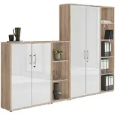 BMG Möbel Aktenschrank Office Edition Sw Set 4 Sonoma Eiche/Weiß