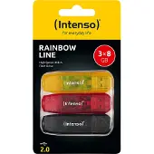 Intenso Rainbow Line 8GB USB Stick 2.0 Multipack x3 bunt