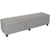 BERLINLODGE Aufbewahrungs-Truhe Lars XXL | HxBxT 45x180x45cm | Stoff/Textil | Grau | Sitzbank Bank