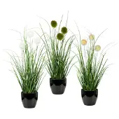 Otto Home Kunstgras "Grasbusch, naturgetreue Kunstpflanze, 35cm hoch" im 3 teiligen Set, mit Übertopf wahlweise in schwarz oder weiß