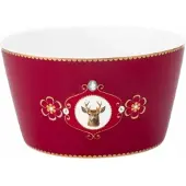 Pip studio Schüssel Love Birds Medallion Deer Dark Red 15 cm (4er-Set)
