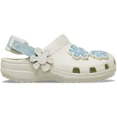 Crocs Classic Denim Flower Kids Pantoffeln, Summit White, 22-23