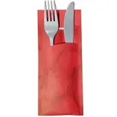 Ornamensa 520 Bestecktaschen mit Serviette rot marmoriert 20 cm