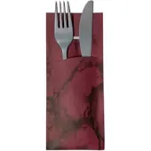 Ornamensa 30 Bestecktaschen mit Serviette bordeaux marmoriert 20 cm