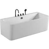 TroniTechnik Badewanne SARIA Maße ca. 170 x 80 x 58cm Wanne, inkl. schwarze Armatur - Füllmenge 195 Liter,Acryl, Siphon