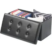 Autre Faltbare 2in1-Sitzbank & -truhe, 80 l, bis 300 kg, Kunstleder, schwarz