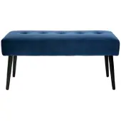 Miliboo Gepolsterte Design-Bank aus nachtblauem Samtstoff und schwarzem Metall L95 cm GUESTA
