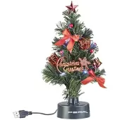 INFACTORY USB-Weihnachtsbaum mit LED-Farbwechsel-Glasfaserlichtern