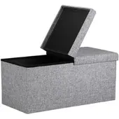 Casaria Faltbare Sitztruhe mit klappbarem Deckel hellgrau - 80x40x40cm