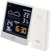 INFACTORY Wetterstation mit Außensensor, VA-Farbdisplay, Wetterprognose, weiß