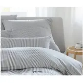 Elegante Bettwäsche Hamburger Streifen - 135x200 cm + 40x80 cm grau-weiss